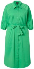 Ulla Popken 848159 Abito chemisier con cintura da annodare Verde