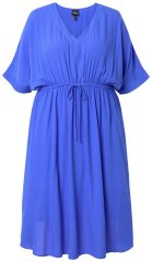Ulla Popken 848224 Abito lungo a maniche corte con scollo a V Blu