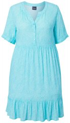 Ulla Popken 848724 Abito fantasia con volant Turchese