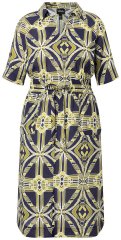 Ulla Popken 848789 Abito midi fantasia con tasche Blu scuro