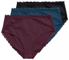 Ulla Popken 848803 Slip con pizzo confezione da 3 Bordeaux