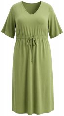 Ulla Popken 848829 Abito midi a maniche corte con coulisse Verde chiaro