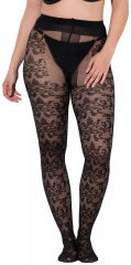 Ulla Popken 849055 Collant a fiori Nero