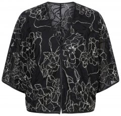 Ulla Popken 849213 Bolero ricamato in misto seta Nero