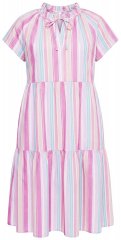 Ulla Popken 849969 Abito midi a righe con volant Rosa
