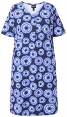 Ulla Popken 850121 Abito in jersey a maniche corte con scollo a V Blu