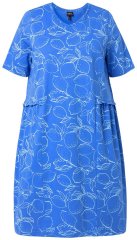 Ulla Popken 850204 Abito t-shirt fantasia con volant Blu