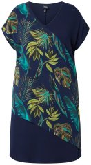 Ulla Popken 850393 Abito in chiffon fantasia Blu scuro