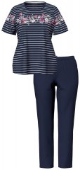 Ulla Popken 850403 Pigiama a fiori Blu scuro