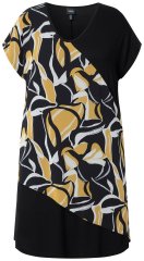 Ulla Popken 850406 Abito in chiffon fantasia Nero