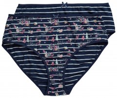 Ulla Popken 850538 Slip a fiori in cotone biologico confezione da 2 Blu scuro