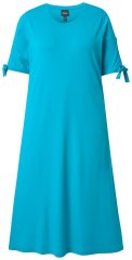 Ulla Popken 850724 Abito midi a maniche corte con cintura da annodare Turchese
