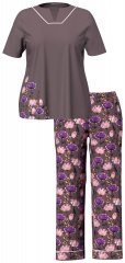 Ulla Popken 850903 Pigiama a fiori confezione da 2 Marrone