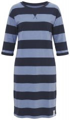 Ulla Popken 850958 Abito in felpa a righe con maniche a 3/4 Blu scuro