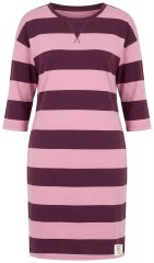 Ulla Popken 850958 Abito in felpa a righe con maniche a 3/4 Bordeaux