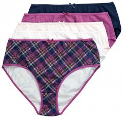 Ulla Popken 851070 Slip a quadri in cotone biologico confezione da 5 Viola