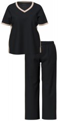 Ulla Popken 851245 Pigiama a righe Nero