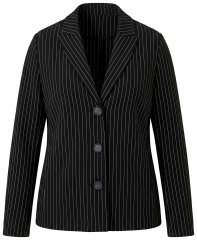 Ulla Popken 851341 Blazer elasticizzato gessato Nero