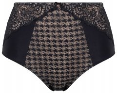 Ulla Popken 851700 Slip a quadri a vita alta con pizzo Nero