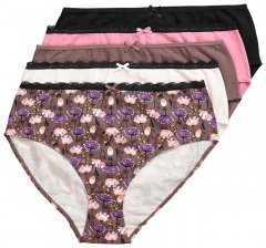 Ulla Popken 851711 Slip a fiori confezione da 5 Marrone
