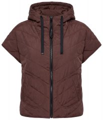 Ulla Popken 851785 Gilet trapuntato oversize con cappuccio Marrone