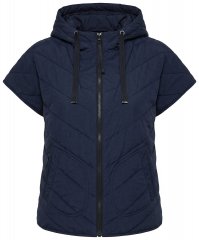 Ulla Popken 851785 Gilet trapuntato oversize con cappuccio Blu scuro