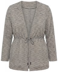 Ulla Popken 852086 Cardigan a righe con coulisse Tortora