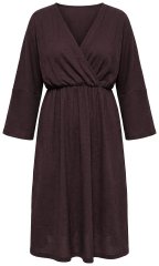 Ulla Popken 852307 Abito a portafoglio a maniche lunghe Marrone mogano