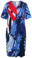 Ulla Popken 852394 Abito midi a maniche corte con scollo a V Blu scuro