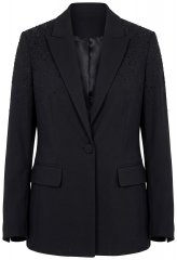 Ulla Popken 852498 Blazer a un bottone con strass Nero