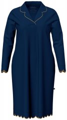 Ulla Popken 852526 Camicia da notte con collo a camicia Blu scuro