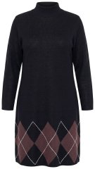 Ulla Popken 852597 Abito in maglia fantasia con collo alto Nero