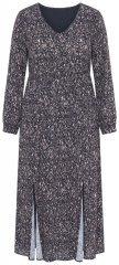 Ulla Popken 852606 Abito lungo fantasia Nero
