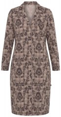 Ulla Popken 852653 Camicia da notte fantasia con collo a camicia Marrone