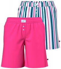 Ulla Popken 852752 Pantaloncini del pigiama a righe confezione da 2 Rosa