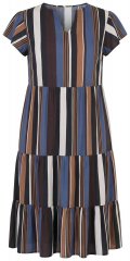 Ulla Popken 852771 Abito a righe con volant Blu scuro