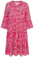 Ulla Popken 852841 Abito a fiori con volant Magenta