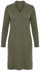 Ulla Popken 853077 Abito in maglia a maniche lunghe con scollo a V Cachi