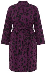 Ulla Popken 853168 Accappatoio in spugna animalier Prugna