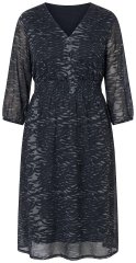 Ulla Popken 853620 Abito midi animalier con maniche a 3/4 Nero