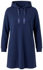 Ulla Popken 853652 Abito di velluto con cappuccio Blu scuro