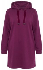 Ulla Popken 853652 Abito in felpa a maniche lunghe con cappuccio Rosso bacca