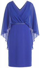 Ulla Popken 853675 Abito in chiffon con maniche a 3/4 Blu