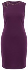 Ulla Popken 853766 Abito aderente con strass Prugna