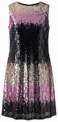 Ulla Popken 853768 Abito di paillettes a righe Nero