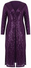 Ulla Popken 853770 Giacca di paillettes Prugna
