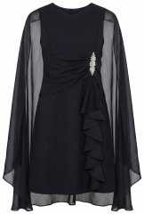 Ulla Popken 853774 Abito con volant Nero