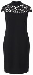 Ulla Popken 853808 Abito a maniche corte con collo alto Nero
