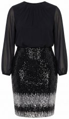 Ulla Popken 853810 Abito di paillettes Nero