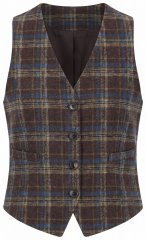 Ulla Popken 853892 Gilet a quadri con scollo a V Marrone mogano